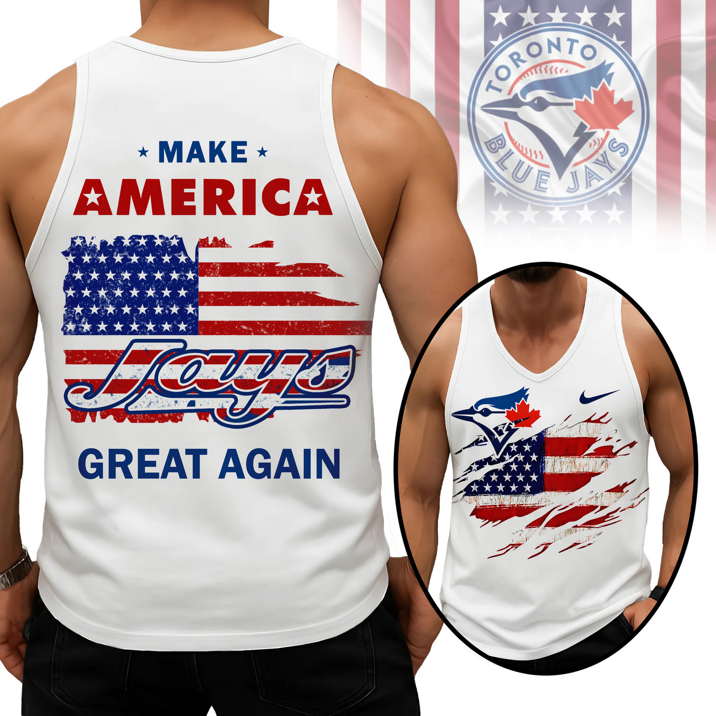 LIMITED EDITION - NEW CUSTOMIZED MLB12 TBJ TORONTO BLUE JAYS UNISEX TANK TOP