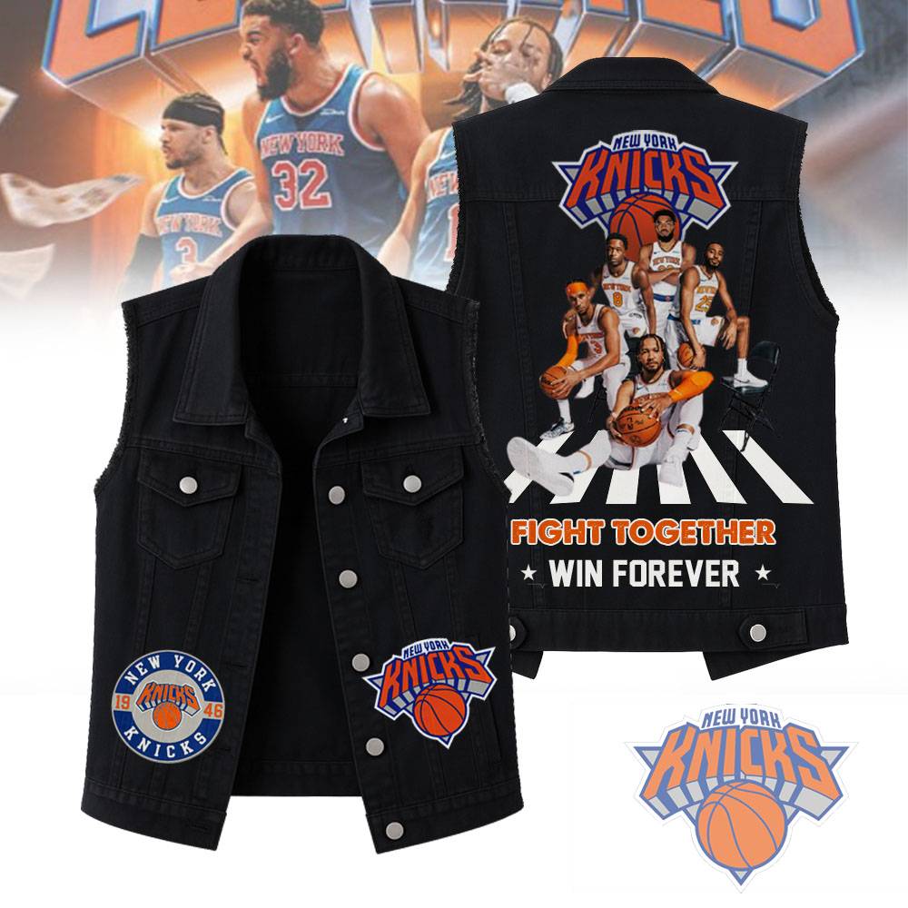LIMITED EDITION - NEW CUSTOMIZED NBA04 NY NEW YORK KNICKS SLEEVELESS DENIM JACKET