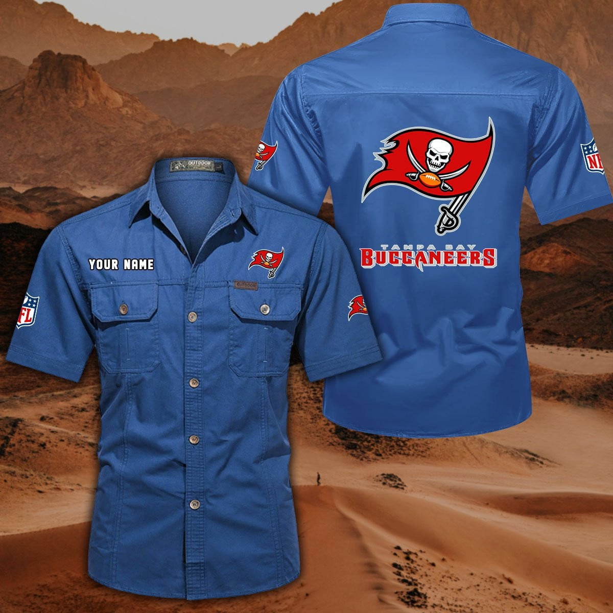 SPECIAL EDITION - NEW CUSTOMIZED NFL10 TBB TAMPA BAY BUCCANEERS MUTICOLOR MEN'S CARGO SHIRT