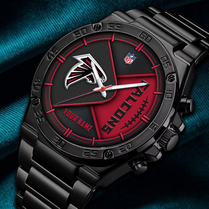 LIMITED EDITION - NEW CUSTOMIZED NFL18 ATF ATLANTA FALCONS LUXURY STAINLESS STEEL WATCH