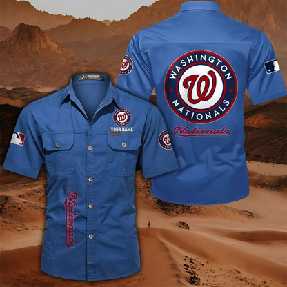 LIMITED EDITION - NEW CUSTOMIZED MLB28 WNS WASHINGTON NATIONALS MEN'S CARGO SHIRT