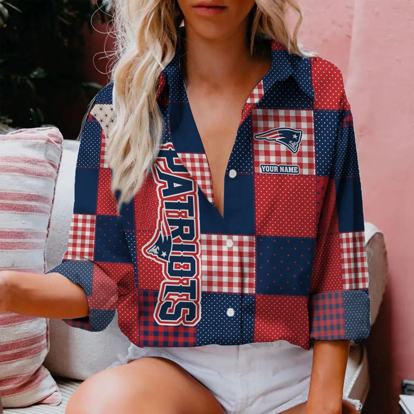 LIMITED EDITION - NEW CUSTOMIZED NFL27 NEP NEW ENGLAND PATRIOTS WOMEN CASUAL SHIRT FOR FAN