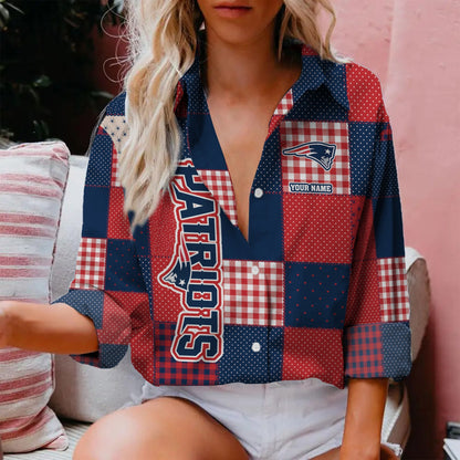 LIMITED EDITION - NEW CUSTOMIZED NFL27 NEP NEW ENGLAND PATRIOTS WOMEN CASUAL SHIRT FOR FAN