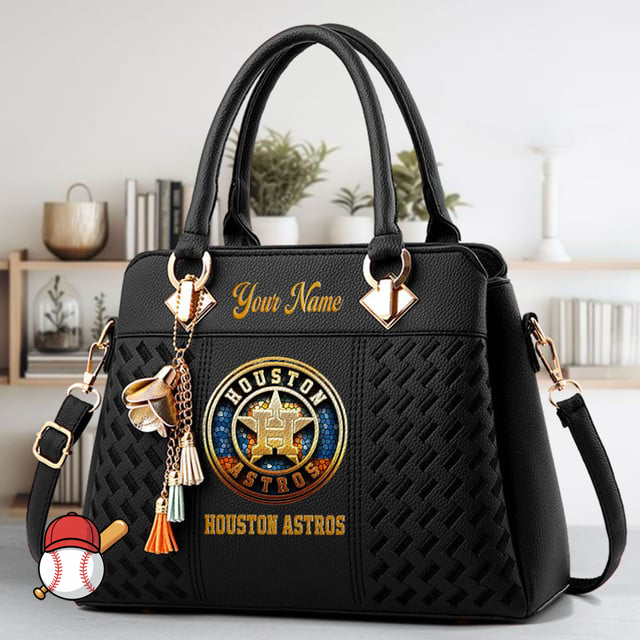 LIMITED EDITION - NEW CUSTOMIZED MLB10 HAS HOUSTON ASTROS ZIP HANDBAG MULTICOLOR