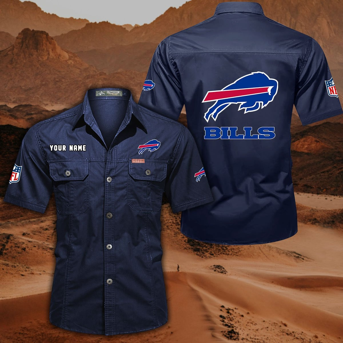 SPECIAL EDITION - NEW CUSTOMIZED NFL03 BFB BUFFALO BILLS MUTICOLOR MEN'S CARGO SHIRT