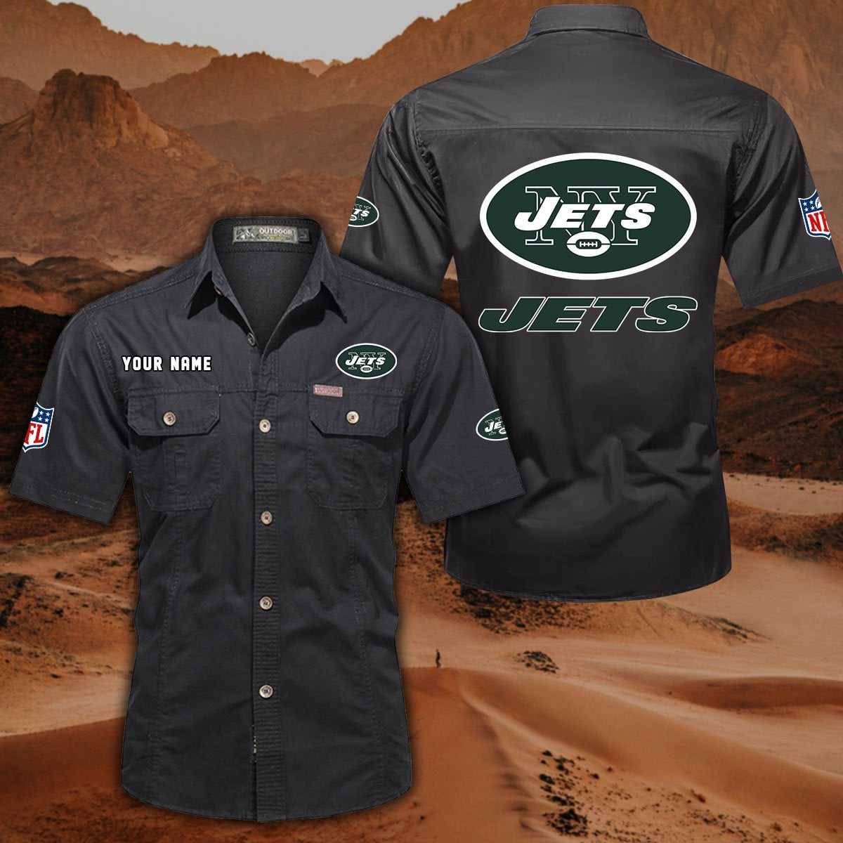 SPECIAL EDITION - NEW CUSTOMIZED NFL25 NYJ NEW YORK JETS MUTICOLOR MEN'S CARGO SHIRT