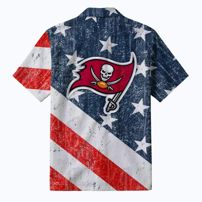 LIMITED EDITION - NEW CUSTOMIZED NFL10 TBB TAMPA BAY BUCCANEERS PATRIOTIC 250 USA HAWAIIAN SHIRT