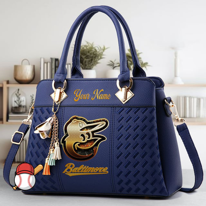 LIMITED EDITION - NEW CUSTOMIZED MLB25 BOS BALTIMORE ORIOLES ZIP HANDBAG MULTICOLOR