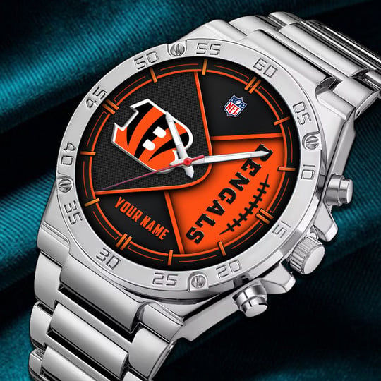 LIMITED EDITION - NEW CUSTOMIZED NFL16 CCB CINCINNATI BENGALS LUXURY STAINLESS STEEL WATCH