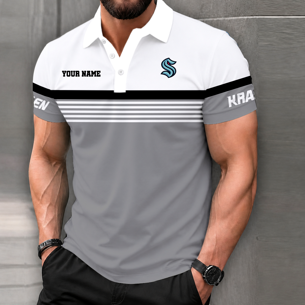 LIMITED EDITION - NEW CUSTOMIZED NHL20 STK SEATTLE KRAKEN POLO SHIRT