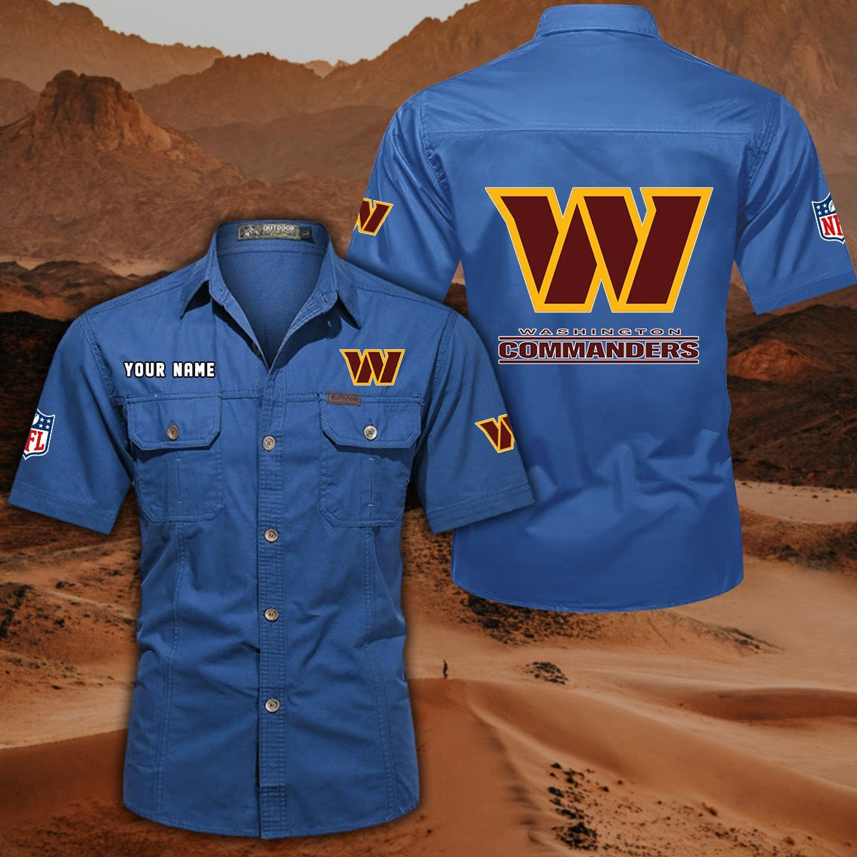 SPECIAL EDITION - NEW CUSTOMIZED NFL12 WTC WASHINGTON COMMANDERS MUTICOLOR MEN'S CARGO SHIRT