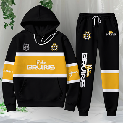 LIMITED EDITION - NEW CUSTOMIZED NHL02 BTB BOSTON BRUINS HOODIE & SWEATPANTS SET