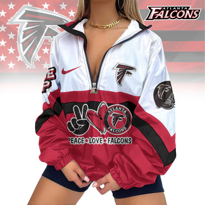 LIMITED EDITION - NEW CUSTOMIZED NFL18 ATF ATLANTA FALCONS V-NECK ZIPPER SWEATSHIRT JACKET