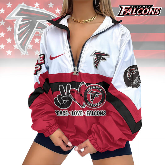 LIMITED EDITION - NEW CUSTOMIZED NFL18 ATF ATLANTA FALCONS V-NECK ZIPPER SWEATSHIRT JACKET