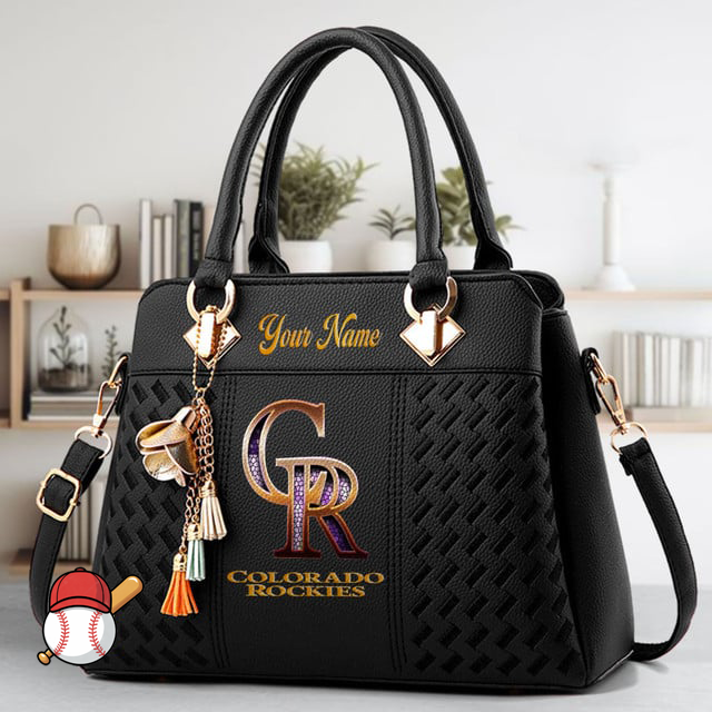 LIMITED EDITION - NEW CUSTOMIZED MLB30 COR COLORADO ROCKIES ZIP HANDBAG MULTICOLOR