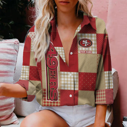 LIMITED EDITION - NEW CUSTOMIZED NFL11 SF49 SAN FRANCISCO 49ERS WOMEN CASUAL SHIRT FOR FAN
