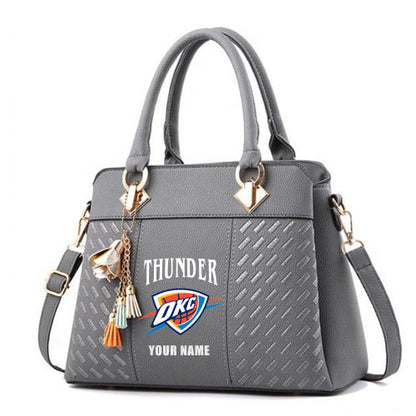 LIMITED EDITION - NEW CUSTOMIZED NBA01 OCT OKLAHOMA CITY THUNDER ZIP HANDBAG MULTICOLOR