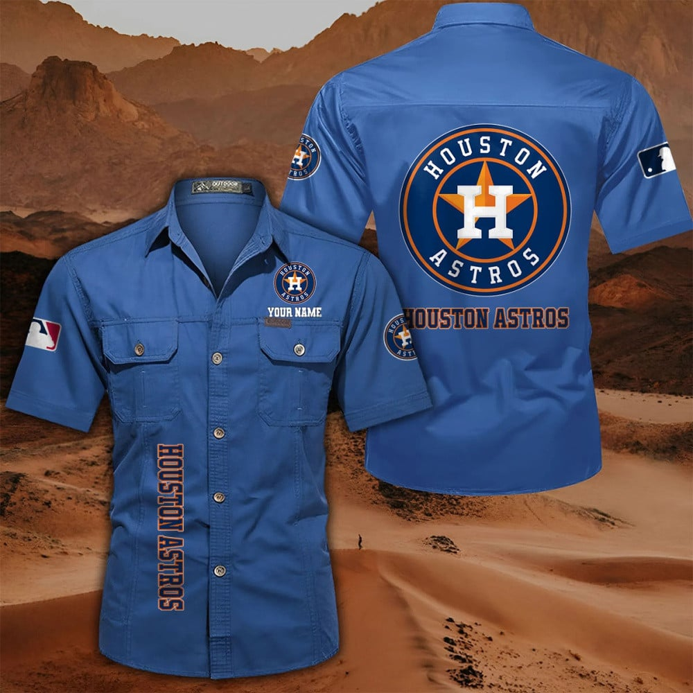 LIMITED EDITION - NEW CUSTOMIZED MLB10 HAS HOUSTON ASTROS MEN'S CARGO SHIRT