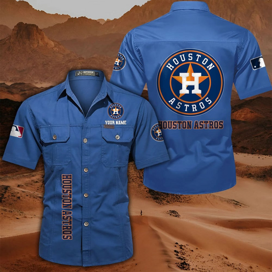 LIMITED EDITION - NEW CUSTOMIZED MLB10 HAS HOUSTON ASTROS MEN'S CARGO SHIRT