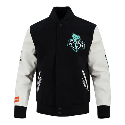 LIMITED EDITION - NEW CUSTOMIZED WNBA10 NYL NY LIBERTY BASEBALL JACKET, SATIN VARSITY JACKET 02