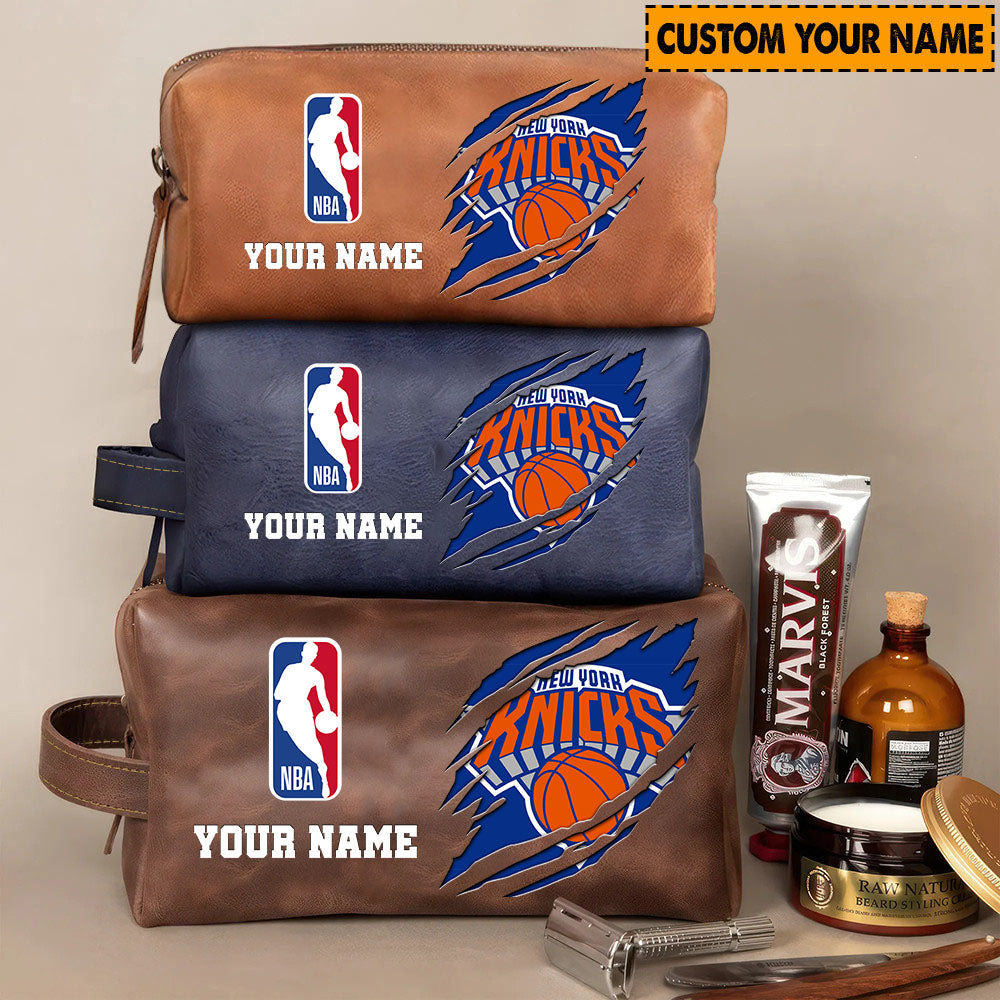New York Knicks Leather Toiletry Bag