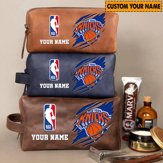 New York Knicks Leather Toiletry Bag