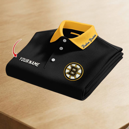 LIMITED EDITION - NEW CUSTOMIZED NHL02 BTB BOSTON BRUINS POLO SHIRT
