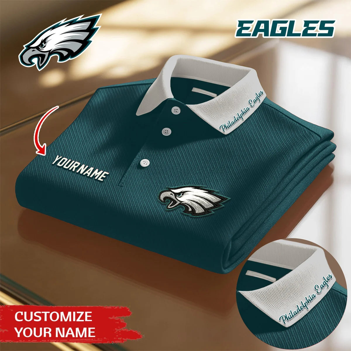 LIMITED EDITION - NEW CUSTOMIZED NFL02 PPE PHILADELPHIA EAGLES POLO SHIRT