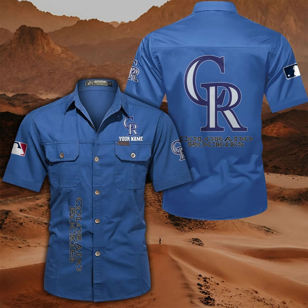 LIMITED EDITION - NEW CUSTOMIZED MLB30 COR COLORADO ROCKIES MEN'S CARGO SHIRT