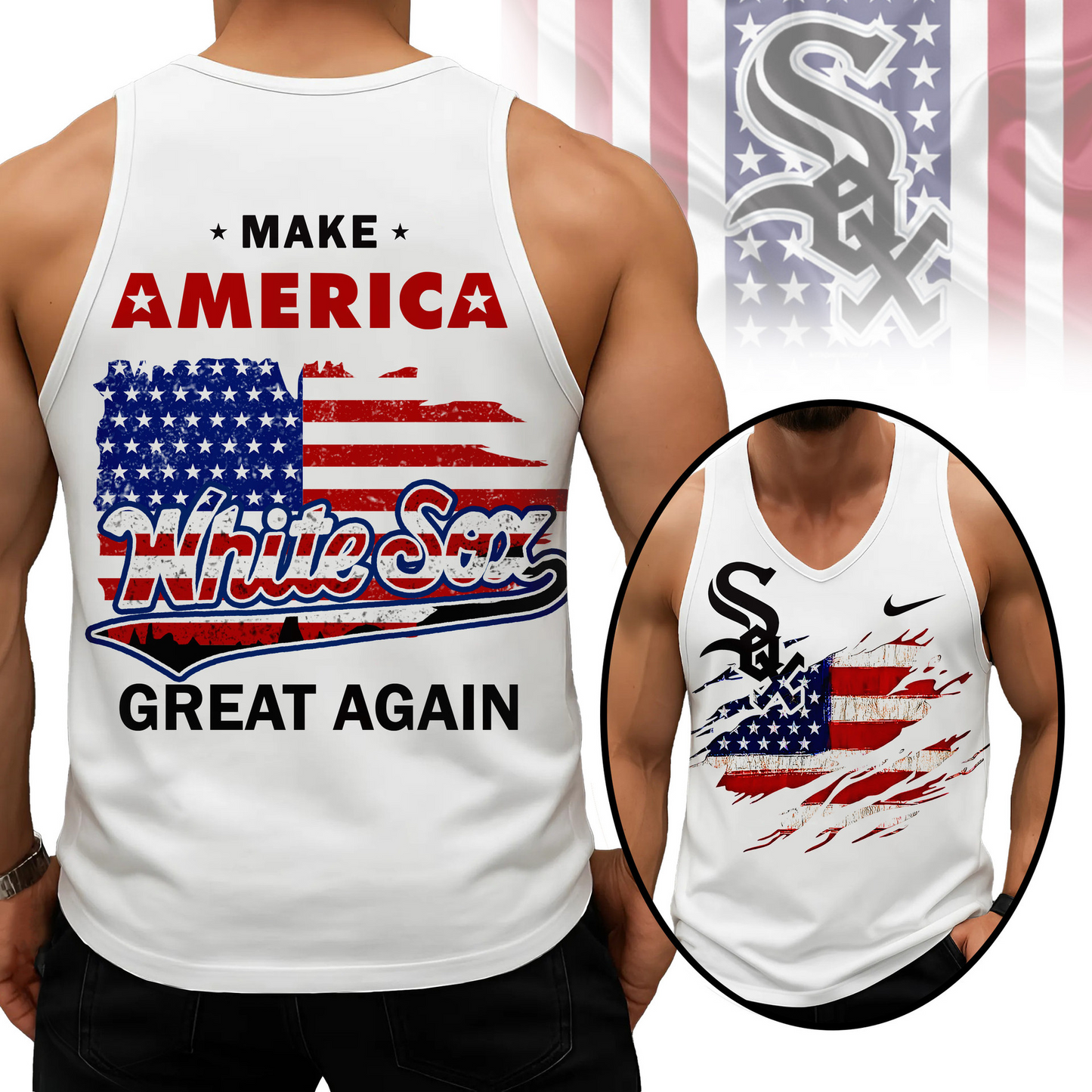 LIMITED EDITION - NEW CUSTOMIZED MLB26 CWS CHICAGO WHITE SOX UNISEX TANK TOP