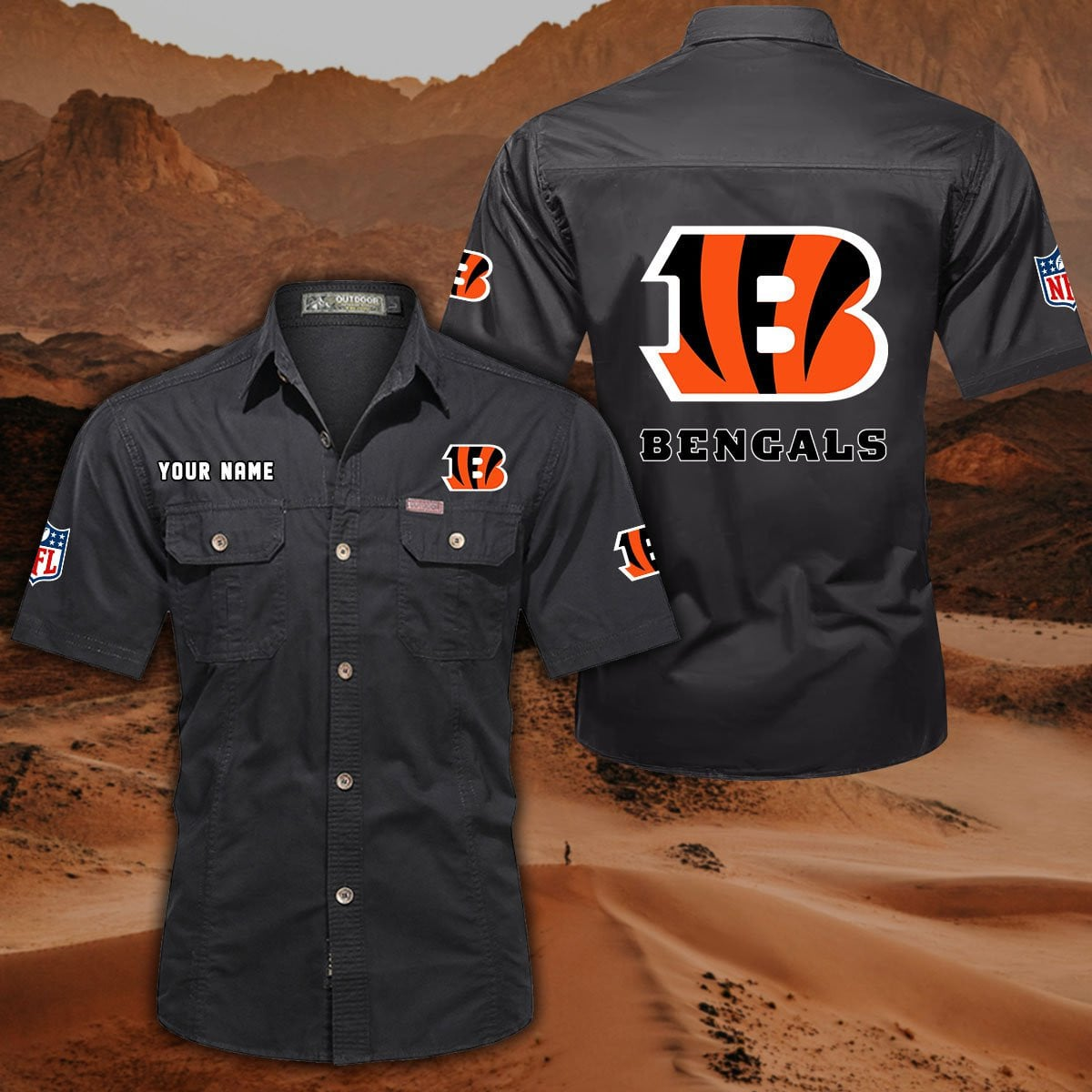 SPECIAL EDITION - NEW CUSTOMIZED NFL16 CCB CINCINNATI BENGALS MUTICOLOR MEN'S CARGO SHIRT