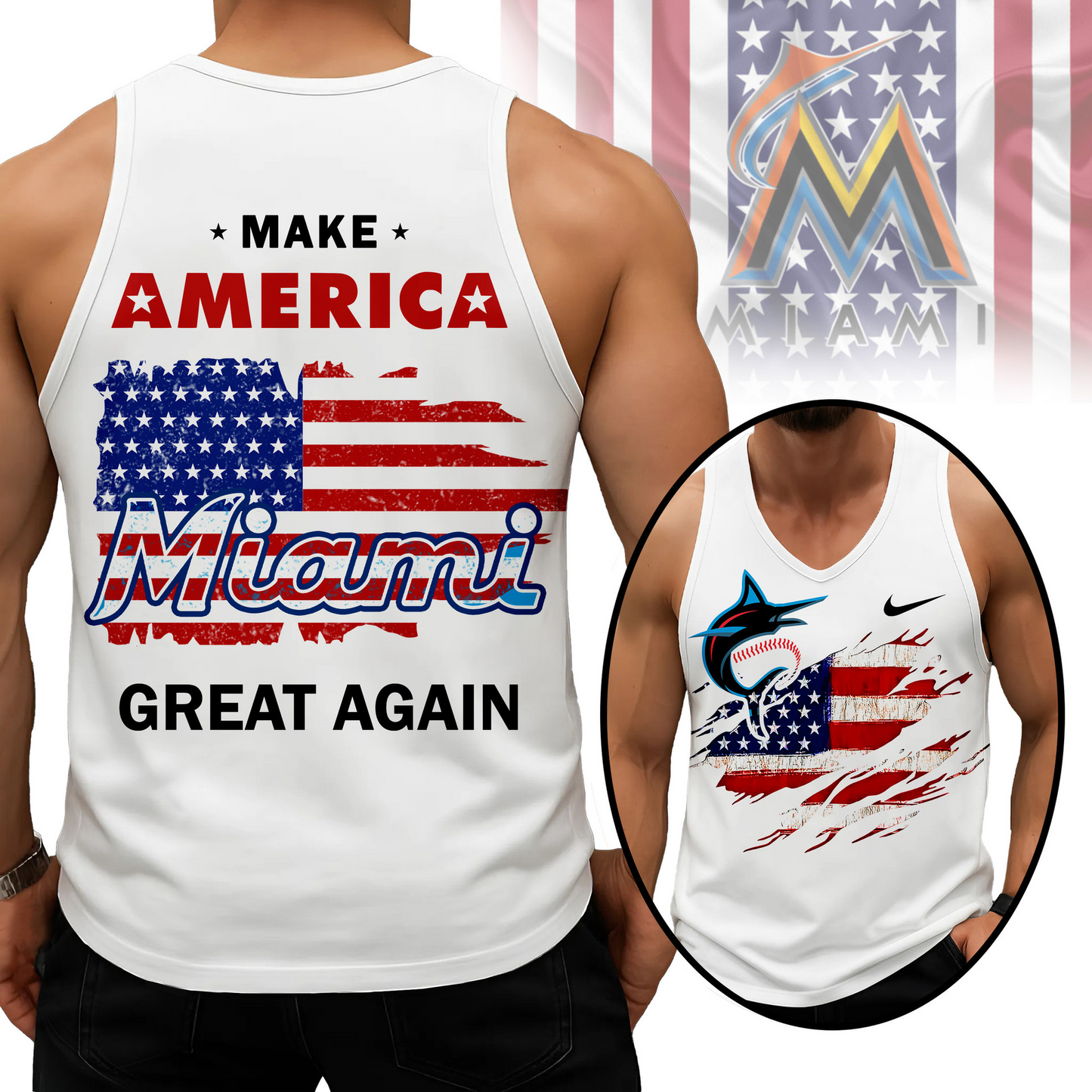 LIMITED EDITION - NEW CUSTOMIZED MLB20 MMS MIAMI MARLINS UNISEX TANK TOP