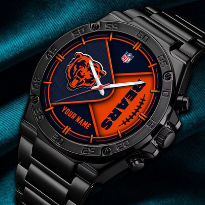 LIMITED EDITION - NEW CUSTOMIZED NFL26 CCB CHICAGO BEARS LUXURY STAINLESS STEEL WATCH