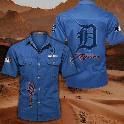 LIMITED EDITION - NEW CUSTOMIZED MLB16 DTS DETROIT TIGERS MEN'S CARGO SHIRT