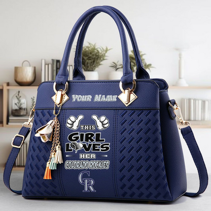 LIMITED EDITION - NEW CUSTOMIZED MLB30 COR COLORADO ROCKIES ZIP HANDBAG MULTICOLOR