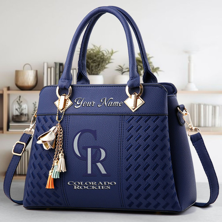 LIMITED EDITION - NEW CUSTOMIZED MLB30 COR COLORADO ROCKIES ZIP HANDBAG MULTICOLOR