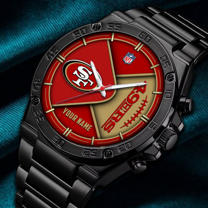 LIMITED EDITION - NEW CUSTOMIZED NFL11 SF49 SAN FRANCISCO 49ERS LUXURY STAINLESS STEEL WATCH