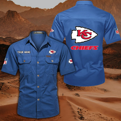 SPECIAL EDITION - NEW CUSTOMIZED NFL01 KCC KANSAS CITY CHIEFS MUTICOLOR MEN'S CARGO SHIRT