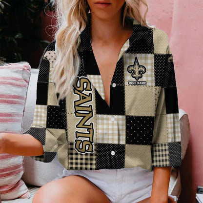 LIMITED EDITION - NEW CUSTOMIZED NFL24 NOS NEW ORLEANS SAINTS WOMEN CASUAL SHIRT FOR FAN
