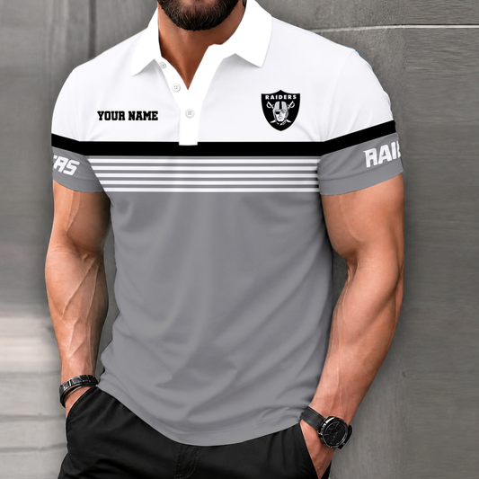 LIMITED EDITION - NEW CUSTOMIZED NFL07 LVR LAS VEGAS RAIDERS POLO SHIRT