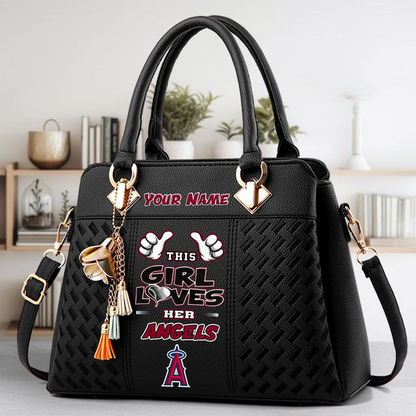 LIMITED EDITION - NEW CUSTOMIZED MLB27 LAA LOS ANGELES ANGELS ZIP HANDBAG MULTICOLOR