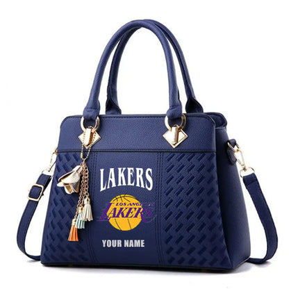 LIMITED EDITION - NEW CUSTOMIZED NBA09 LLA LOS ANGELES LAKERS ZIP HANDBAG MULTICOLOR