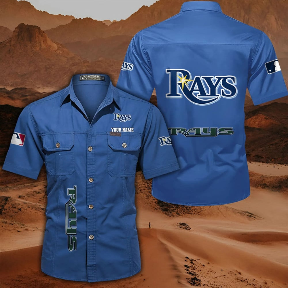 LIMITED EDITION - NEW CUSTOMIZED MLB21 TBR TAMPA BAY RAYS MEN'S CARGO SHIRT