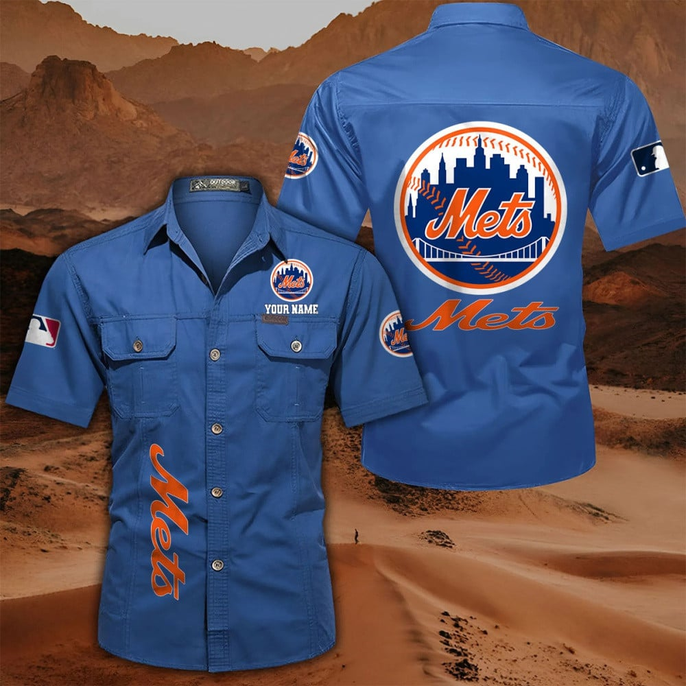 LIMITED EDITION - NEW CUSTOMIZED MLB17 NYM NEW YORK METS MEN'S CARGO SHIRT