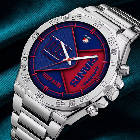 LIMITED EDITION - NEW CUSTOMIZED NFL32 NYG NEW YORK GIANTS LUXURY STAINLESS STEEL WATCH