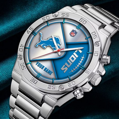 LIMITED EDITION - NEW CUSTOMIZED NFL04 DTL DETROIT LIONS LUXURY STAINLESS STEEL WATCH