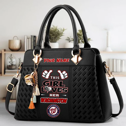 LIMITED EDITION - NEW CUSTOMIZED MLB28 WNS WASHINGTON NATIONALS ZIP HANDBAG MULTICOLOR
