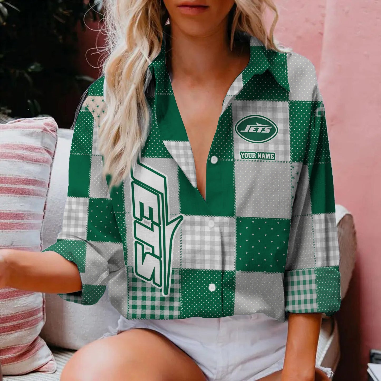 LIMITED EDITION - NEW CUSTOMIZED NFL25 NYJ NEW YORK JETS WOMEN CASUAL SHIRT FOR FAN