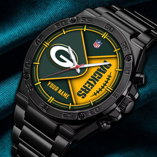 LIMITED EDITION - NEW CUSTOMIZED NFL08 GBP GREEN BAY PACKERS LUXURY STAINLESS STEEL WATCH