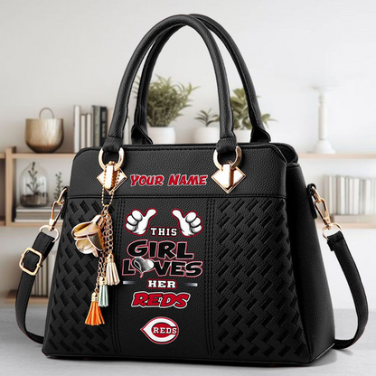 LIMITED EDITION - NEW CUSTOMIZED MLB05 CRS CINCINNATI REDS ZIP HANDBAG MULTICOLOR